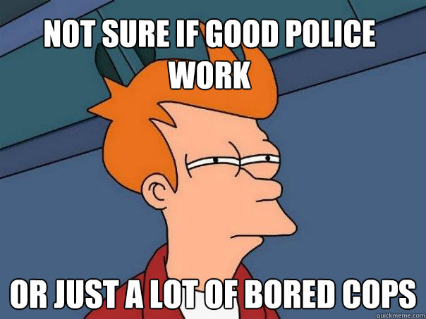 Not sure if good police work  or just a lot of bored cops  Futurama Fry