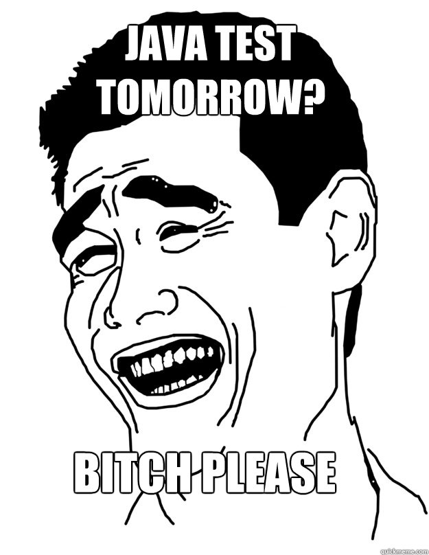 Java Test tomorrow? BITCH PLEASE  Bitch please!