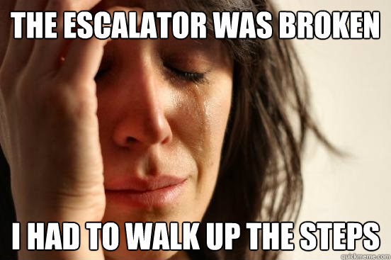 The escalator was broken I had to walk up the steps  First World Problems