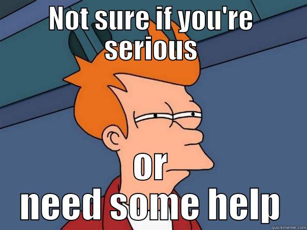 NOT SURE IF YOU'RE SERIOUS OR NEED SOME HELP Futurama Fry