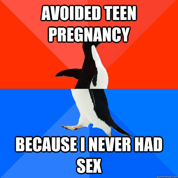 Avoided teen pregnancy because I never had sex - Avoided teen pregnancy because I never had sex  Socially Awesome Awkward Penguin