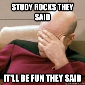 Study rocks they said  It'll be fun they said - Study rocks they said  It'll be fun they said  Bobfacepalm