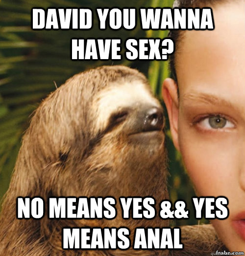 David You Wanna Have Sex? No Means Yes && Yes Means Anal  rape sloth