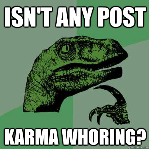 Isn't any post Karma whoring?  Philosoraptor