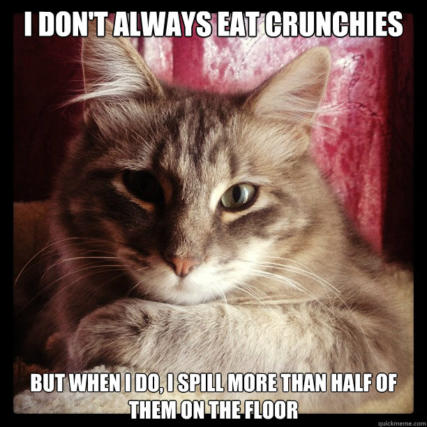 I don't always eat crunchies But when I do, I spill more than half of them on the floor - I don't always eat crunchies But when I do, I spill more than half of them on the floor  brucedontalways