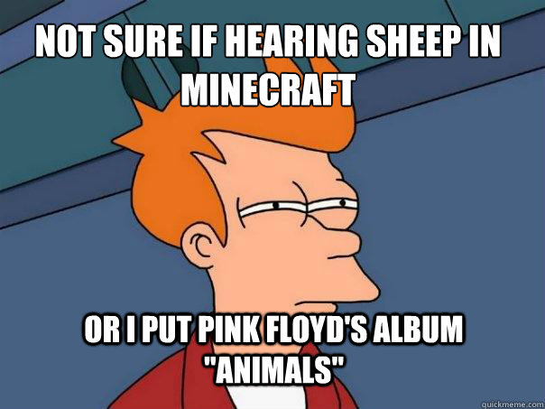 Not sure if hearing sheep in minecraft Or I put Pink Floyd's album 