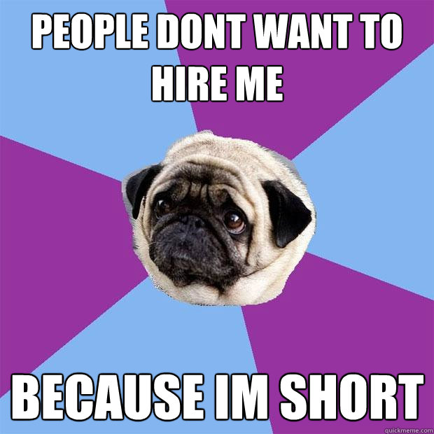 people dont want to hire me because im short  Lonely Pug