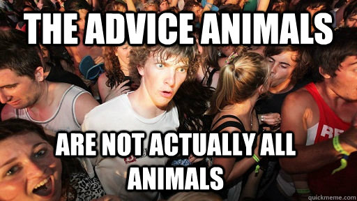 The advice animals are not actually all animals  Sudden Clarity Clarence