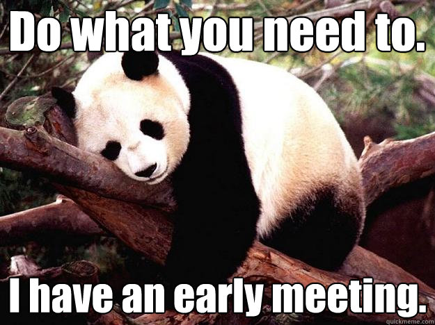 Do what you need to. I have an early meeting.  Procrastination Panda