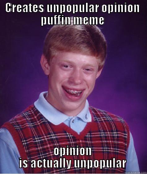 CREATES UNPOPULAR OPINION PUFFIN MEME OPINION IS ACTUALLY UNPOPULAR Bad Luck Brian