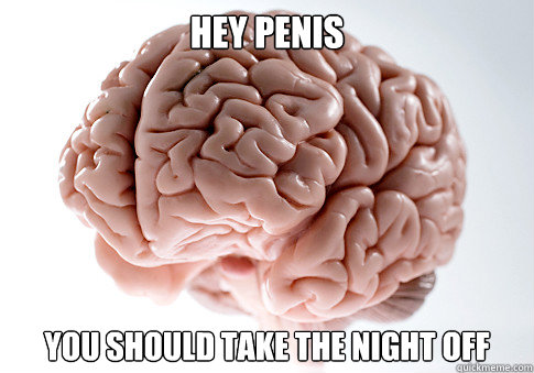 HEY PENIS YOU SHOULD TAKE THE NIGHT OFF  Scumbag Brain