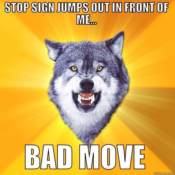 STOP SIGN JUMPS OUT IN FRONT OF ME... BAD MOVE Courage Wolf
