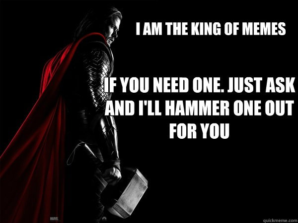 I am the king of memes If you need one. just ask and i'll hammer one out for you  Thor