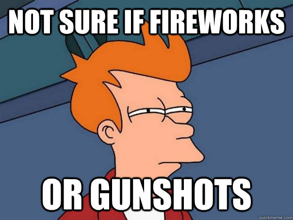 Not sure if fireworks or gunshots - Not sure if fireworks or gunshots  Futurama Fry