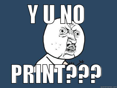 Y U NO PRINT??? Y U No