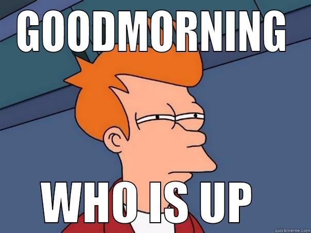 GOODMORNING WHO IS UP  Futurama Fry