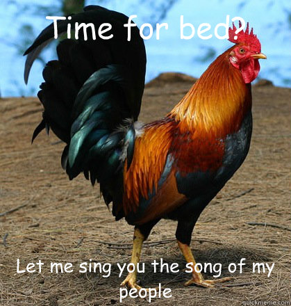Time for bed? Let me sing you the song of my people  