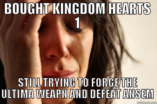 BOUGHT KINGDOM HEARTS 1 STILL TRYING TO FORGE THE ULTIMA WEAPN AND DEFEAT ANSEM First World Problems