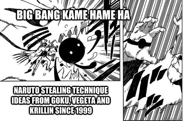 Big Bang Kame Hame HA Naruto stealing technique Ideas from Goku, Vegeta and Krillin since 1999  copy cat