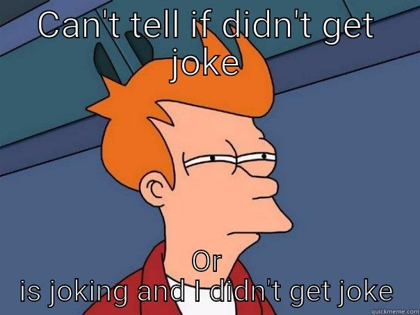 Jokes on Facebook - CAN'T TELL IF DIDN'T GET JOKE OR IS JOKING AND I DIDN'T GET JOKE Futurama Fry
