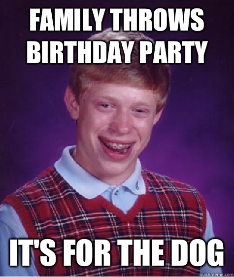 Family throws birthday party it's for the dog  Bad Luck Brian