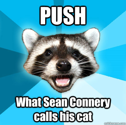 PUSH What Sean Connery calls his cat  Lame Pun Coon