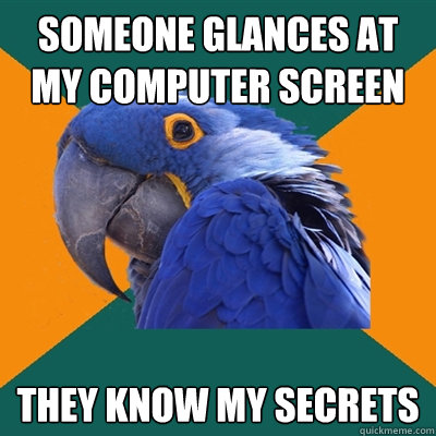 Someone glances at my computer screen They know my secrets  Paranoid Parrot