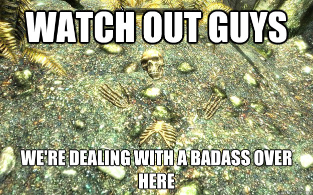 WATCH OUT GUYS WE'RE DEALING WITH A BADASS OVER HERE - WATCH OUT GUYS WE'RE DEALING WITH A BADASS OVER HERE  SkyrimBadass