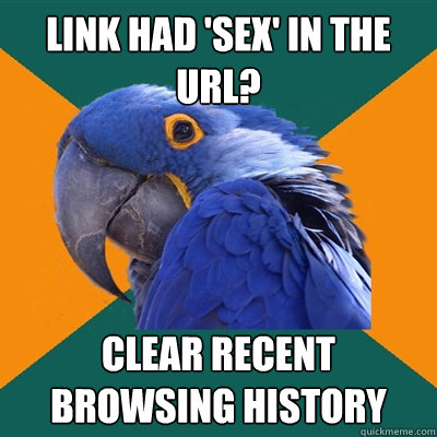 Link had 'sex' in the url? Clear Recent Browsing History  Paranoid Parrot