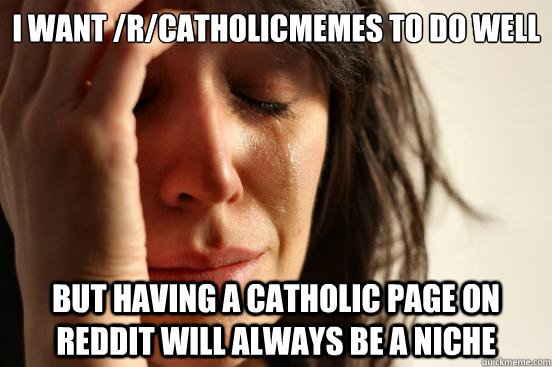 I want /r/CatholicMemes to do well but having a Catholic page on reddit will always be a niche  First World Problems
