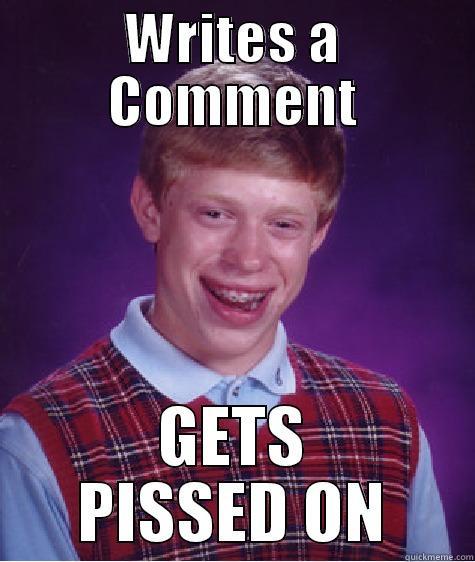 WRITES A COMMENT GETS PISSED ON Bad Luck Brian