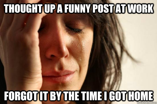 thought up a funny post at work forgot it by the time i got home  First World Problems