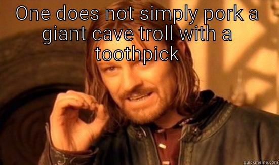 ONE DOES NOT SIMPLY PORK A GIANT CAVE TROLL WITH A TOOTHPICK  Boromir