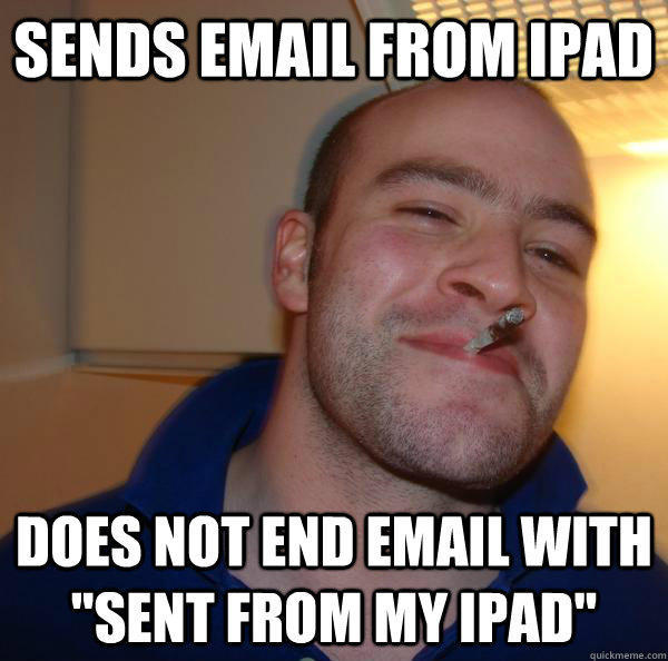 Sends email from ipad Does not end Email with 