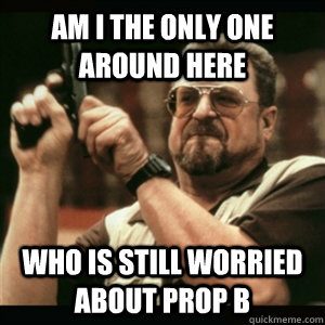 Am i the only one around here WHO IS STILL WORRIED ABOUT PROP B  Am I The Only One Round Here