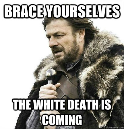 brace yourselves the white death is coming  BRACE YOURSELF - ANNOYING SNOW PICTURES ARE COMING