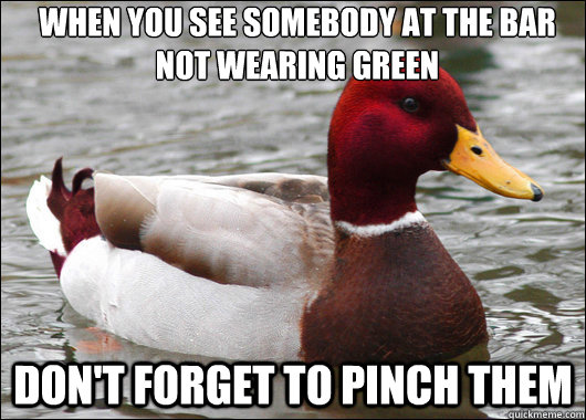 When you see somebody at the bar not wearing green Don't forget to pinch them  Malicious Advice Mallard