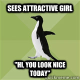 Sees attractive girl 