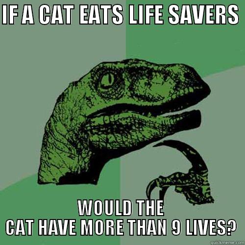 IF A CAT EATS LIFE SAVERS  WOULD THE CAT HAVE MORE THAN 9 LIVES? Philosoraptor