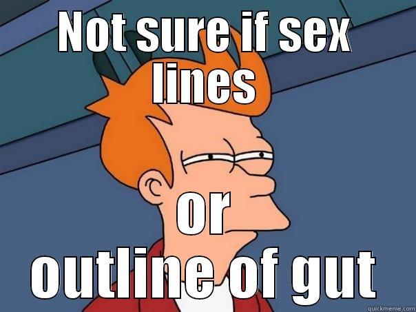 NOT SURE IF SEX LINES OR OUTLINE OF GUT Futurama Fry