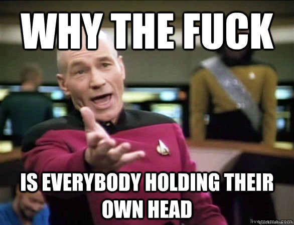 why the fuck is everybody holding their own head  Annoyed Picard HD