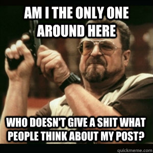 Am i the only one around here Who doesn't give a shit what people think about my post? - Am i the only one around here Who doesn't give a shit what people think about my post?  Misc