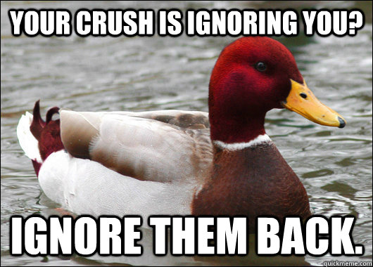 Your crush is ignoring you? Ignore them back.  Malicious Advice Mallard