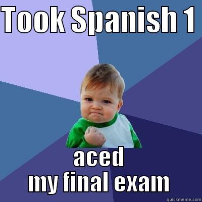 TOOK SPANISH 1  ACED MY FINAL EXAM Success Kid