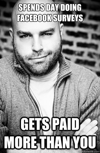 Spends day doing facebook surveys Gets paid more than you - Spends day doing facebook surveys Gets paid more than you  Creative Director