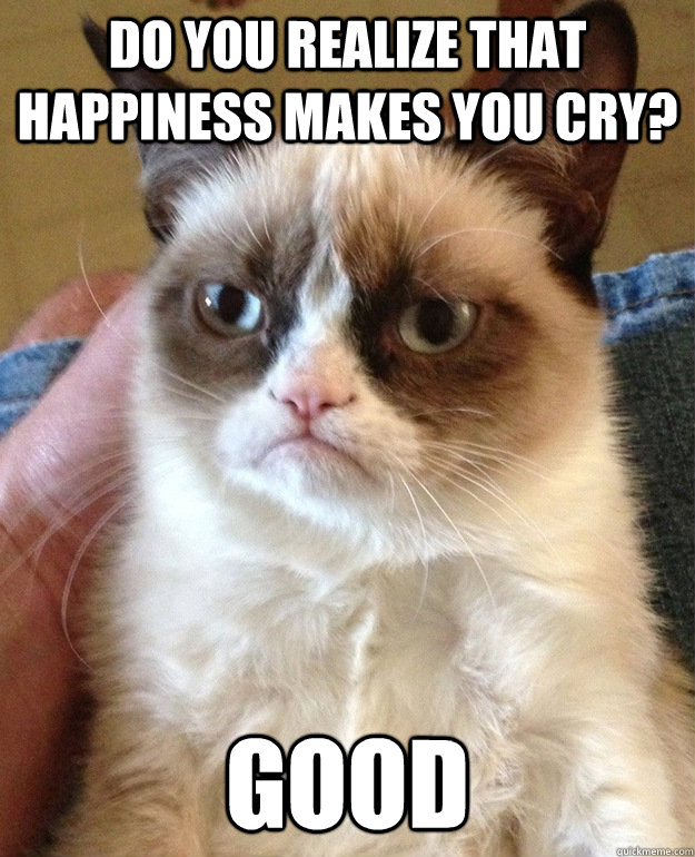 Do you realize that happiness makes you cry? Good  grumpycat