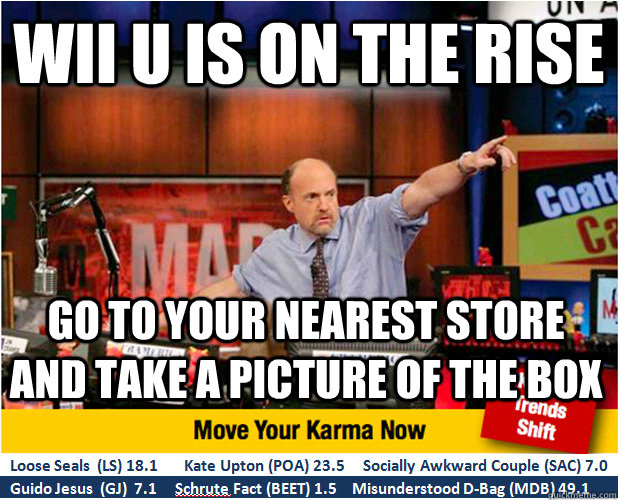 Wii U is on the rise Go to your nearest store and take a picture of the box  Jim Kramer with updated ticker