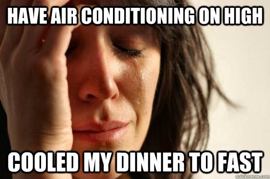 Have air conditioning on high Cooled my dinner to fast  First World Problems