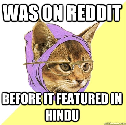 was on reddit before it featured in hindu  Hipster Kitty
