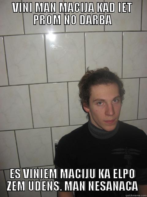 VINI MAN MACIJA KAD IET PROM NO DARBA ES VINIEM MACIJU KA ELPO ZEM UDENS. MAN NESANACA Misc